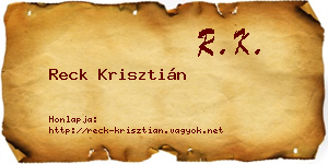 Reck Krisztián névjegykártya